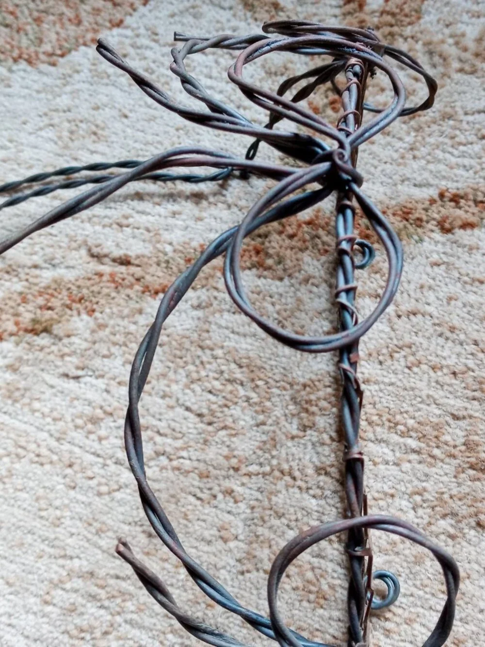 Vintage Rustic Handmade Twisted Wire WALL SHELF w/3 BOWS Shabby Chic Decor